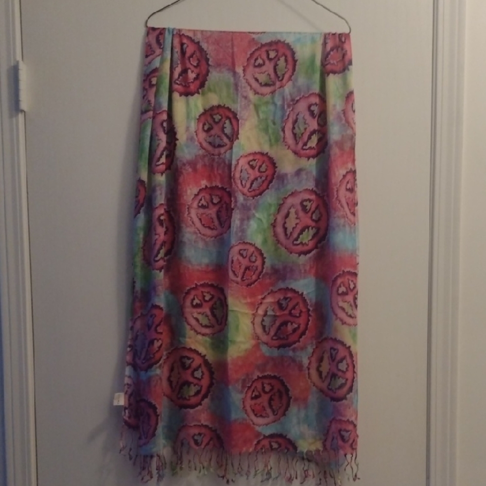 Source Unknown Multicolor Peace Symbol Scarf